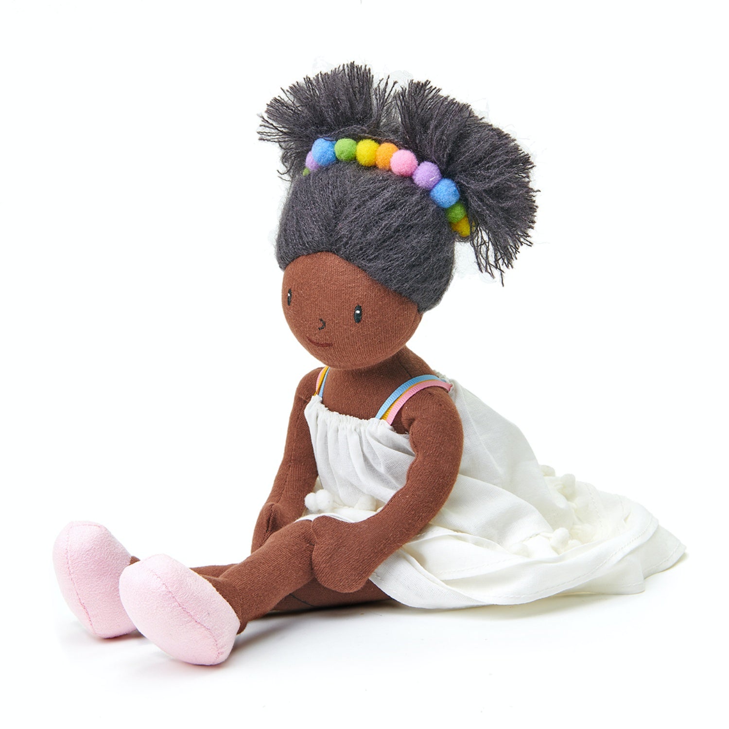 ThreadBear Design Esme Rainbow Rag Doll | Hand-Crafted Rag Doll | Soft Cotton Children’s Doll | Front View – Rag Doll Marty Sitting | BeoVERDE.ie