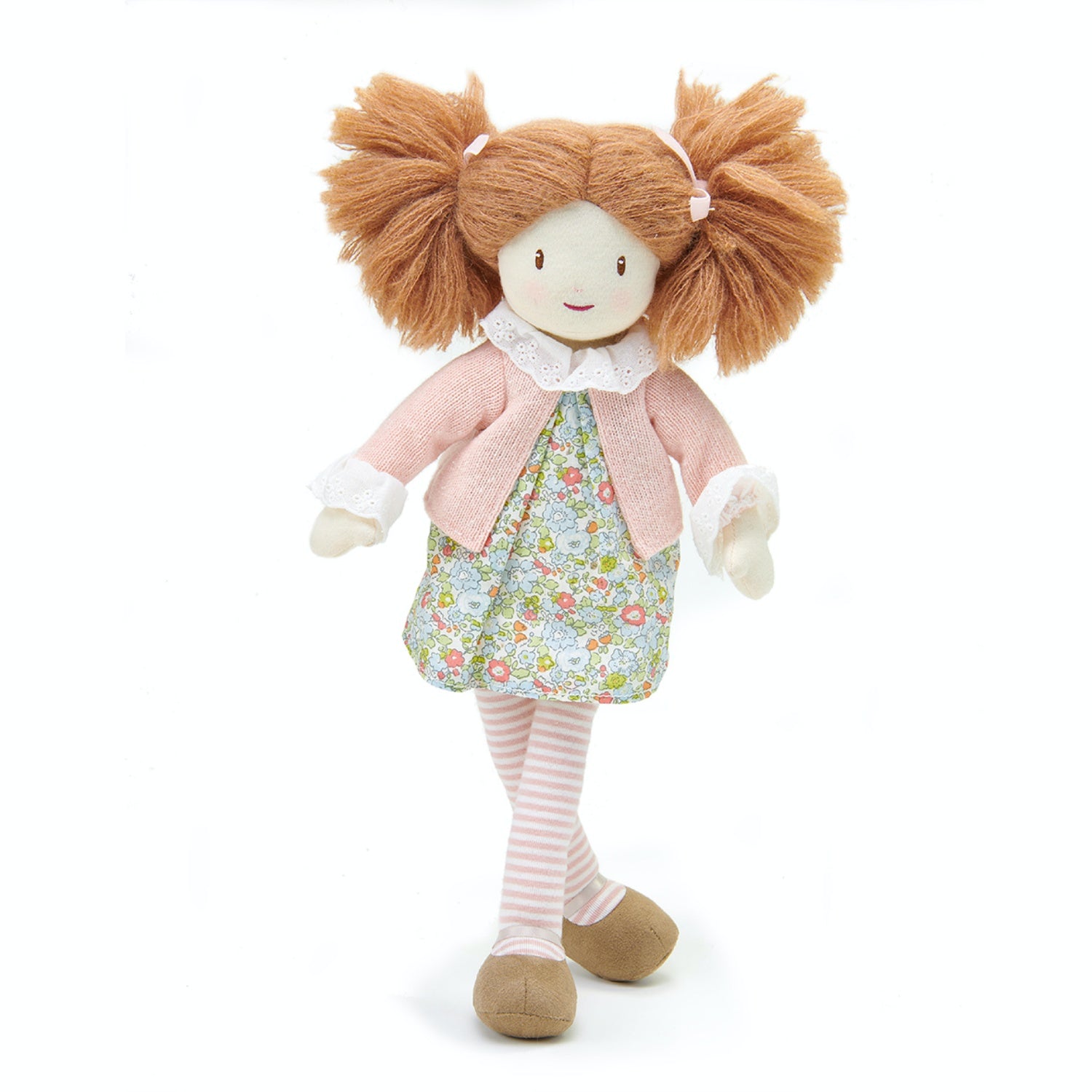 ThreadBear Design Marty Floral Rag Doll | Hand-Crafted Rag Doll | Soft Cotton Children’s Doll | Front View – Rag Doll Marty Sitting | BeoVERDE.ie