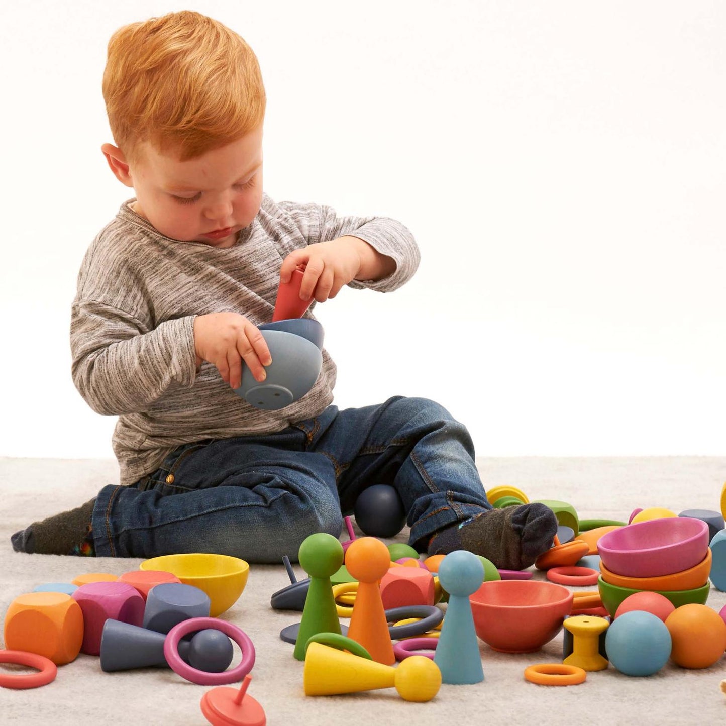 Rainbow Wooden Bowls | Wooden Loose Parts | Open-Ended Toys