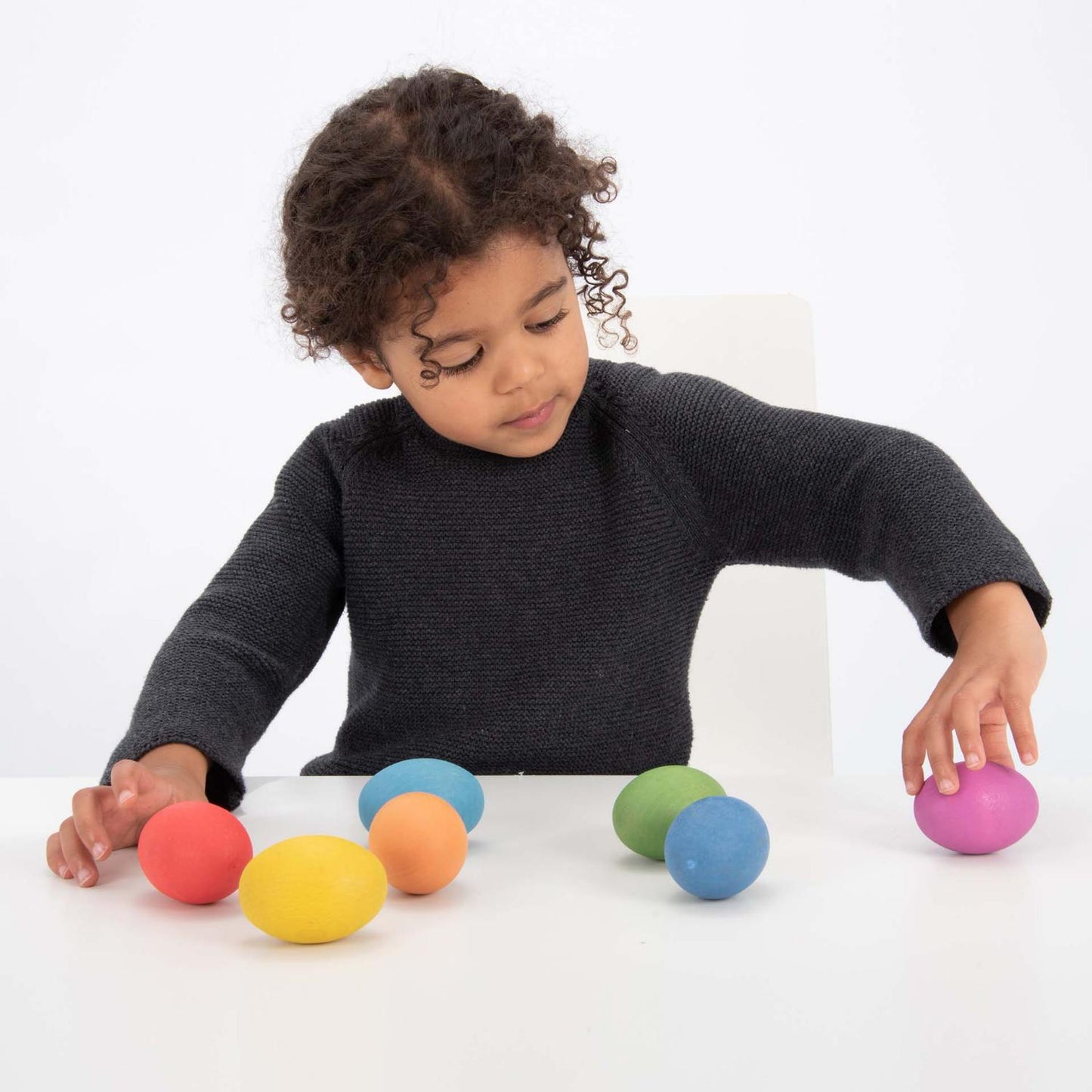 Rainbow Wooden Eggs | Wooden Loose Parts | Open-Ended Toys