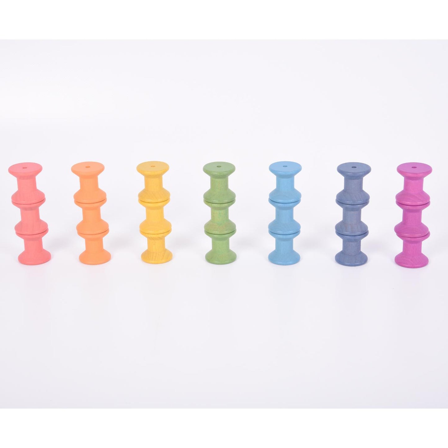 Rainbow Wooden Spools | Wooden Loose Parts | Open-Ended Toys