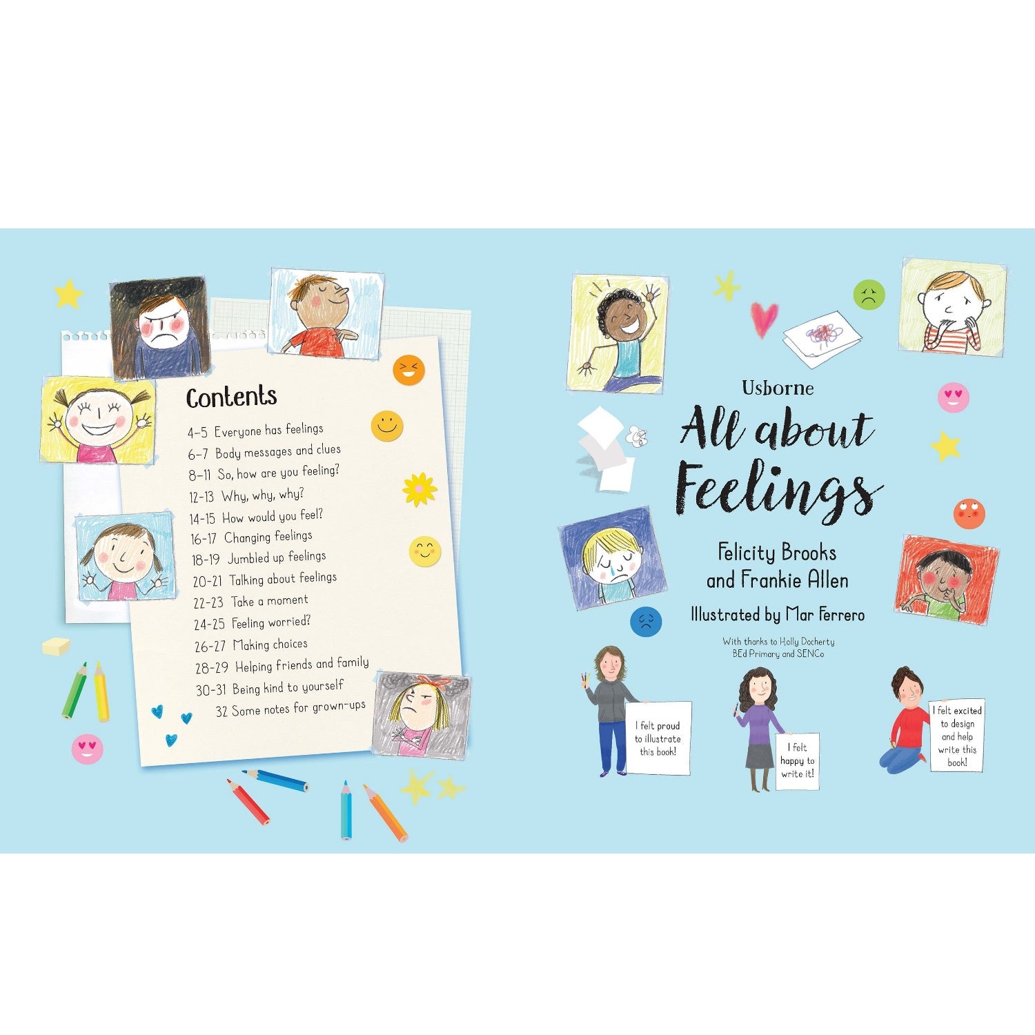 All About Feelings | Children's Book on Feelings and Emotions | Usborne | Content Page | BeoVERDE.ie