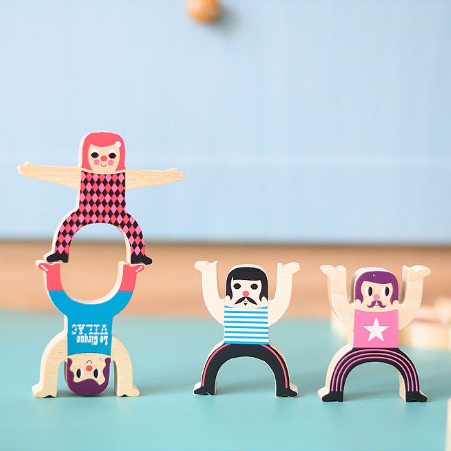 Vilac Balancing Acrobats Designed by Ingela P. Arrhenius  | Hand-Crafted Wooden Toy | Wooden Stacking Balancing Game | Lifestyle – 4 Acrobats | BeoVERDE.ie