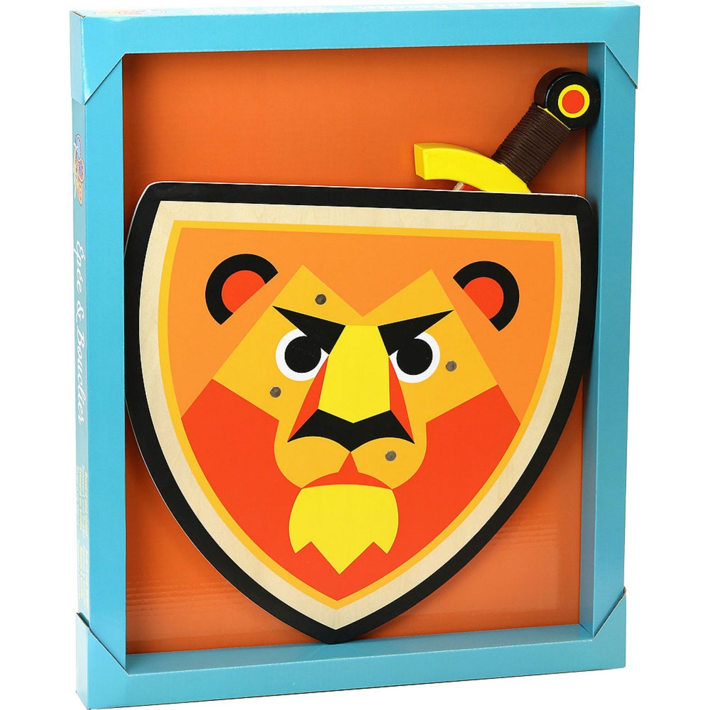 Vilac Wooden Sword and Wooden Shield Set  - Lion | Wooden Pretend Play Toy | Packaging | BeoVERDE.ie