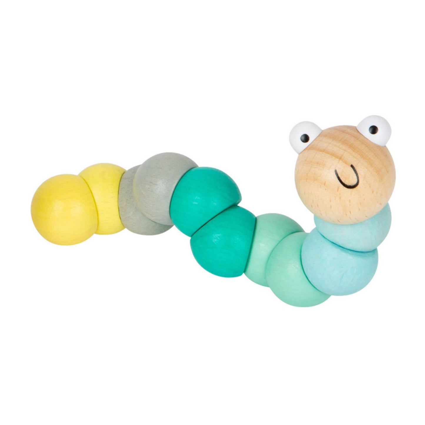 Pastel Green Wooden Bead Caterpillar | Wooden Activity Toy | Side View | BeoVERDE.ie