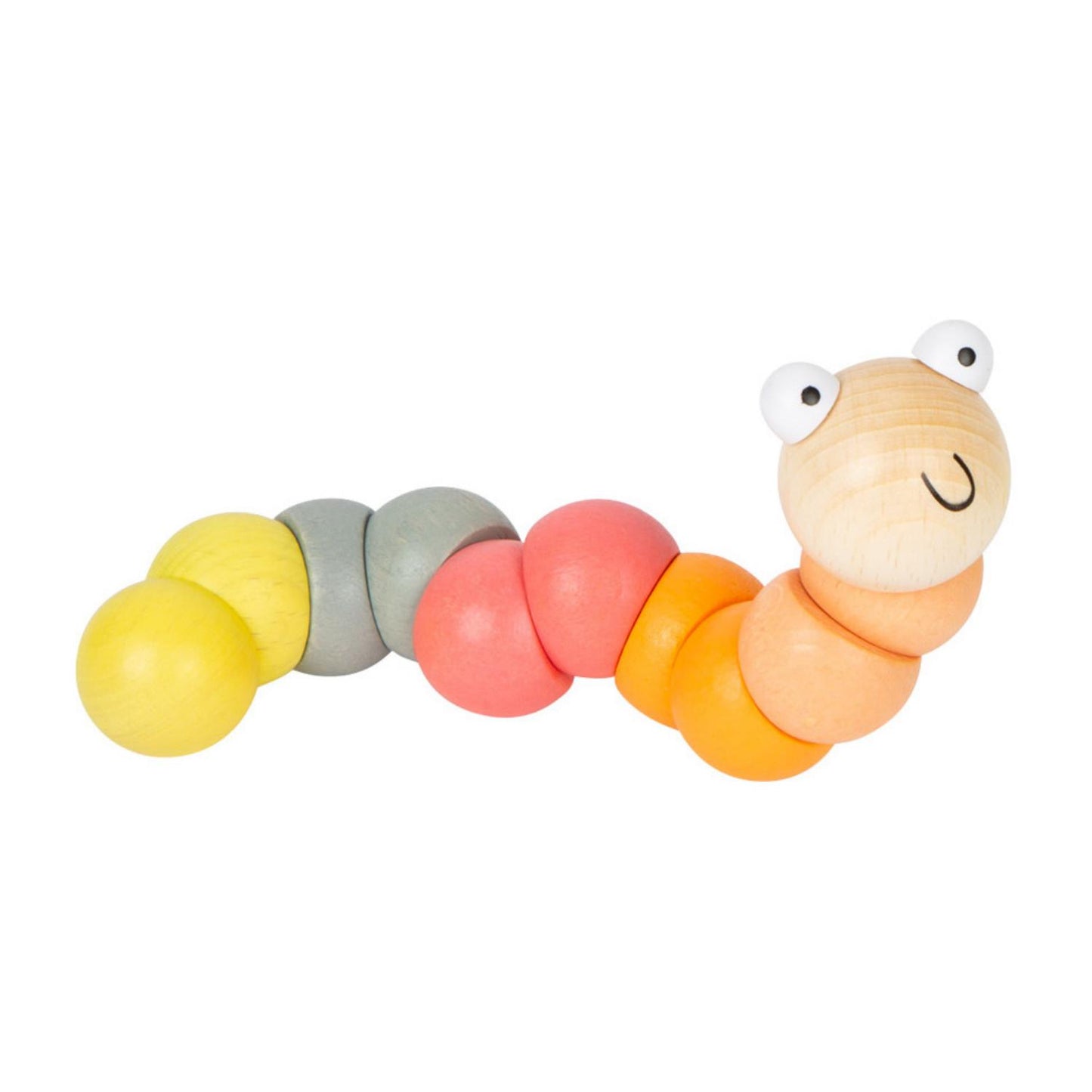 Pastel Orange Wooden Bead Caterpillar | Wooden Activity Toy | Side View | BeoVERDE.ie