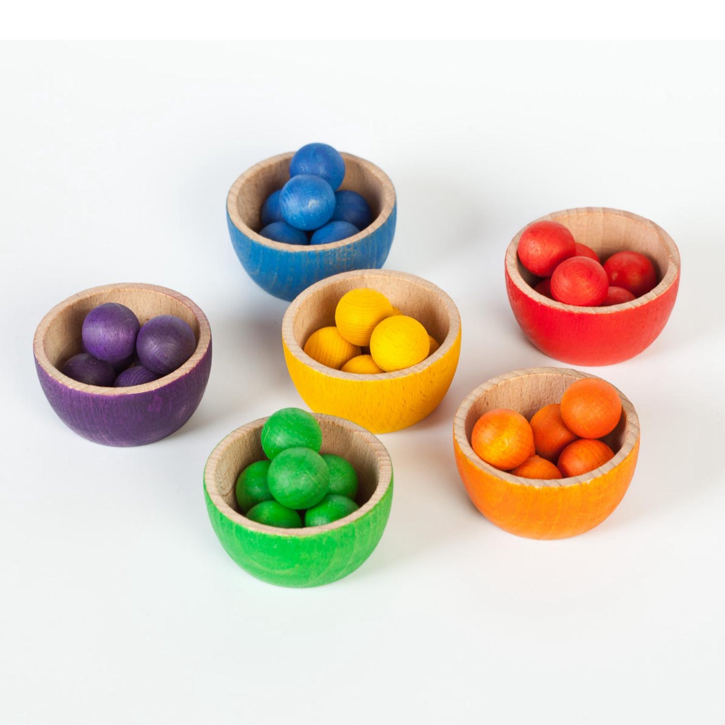 Grapat Bowls & Marbles Set | Wooden Toys for Kids | Open-Ended Play Set | Front View | BeoVERDE.ie
