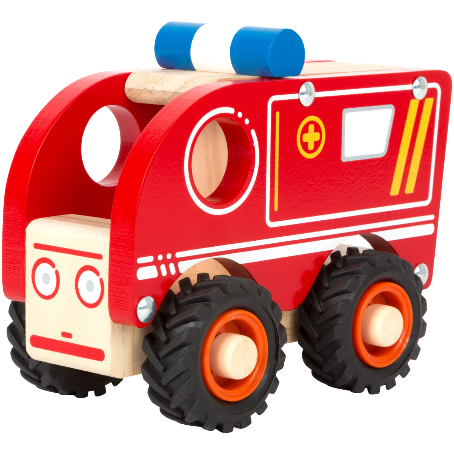 Small Foot Wooden Ambulance | Front Side View Left | BeoVERDE.ie