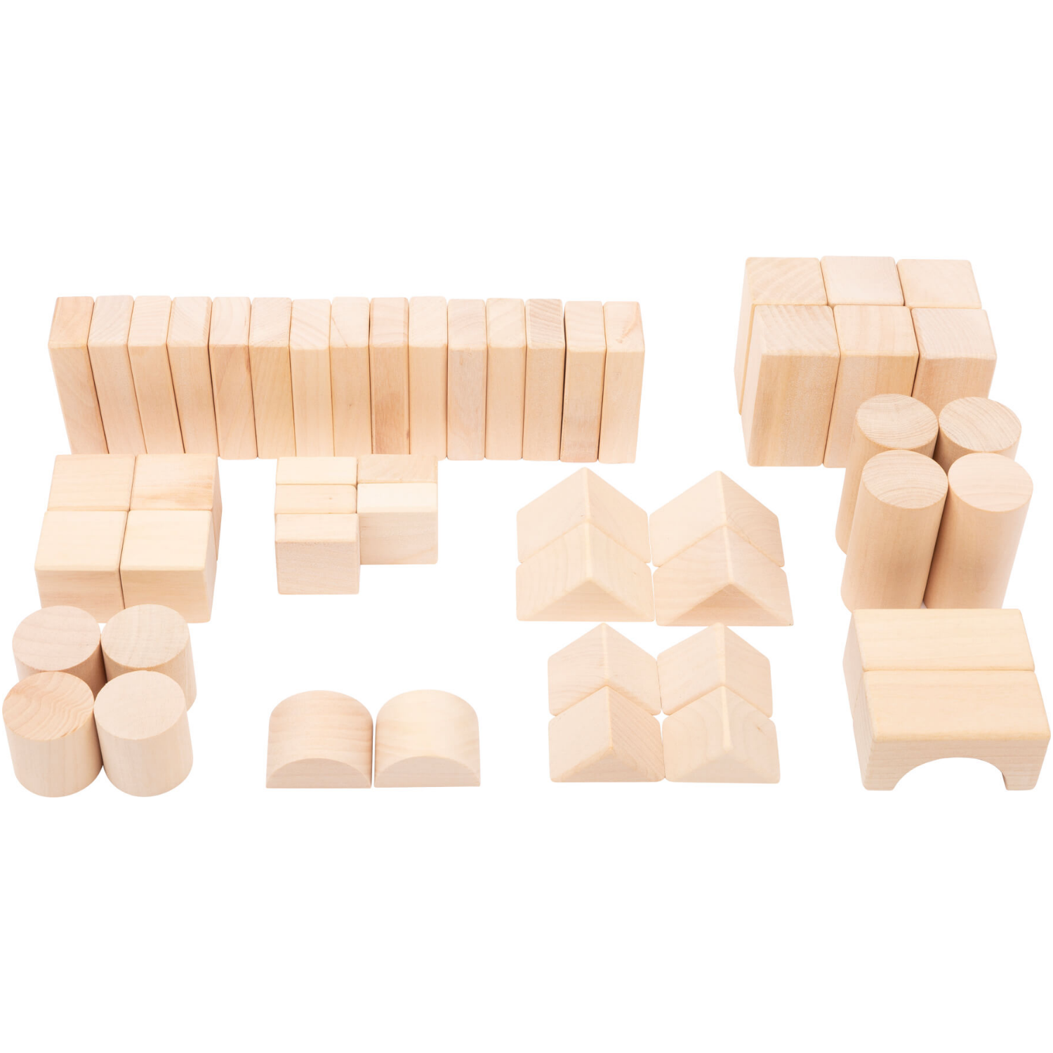 Natural Wooden Building Blocks In A Bag | 50 Blocks Overview | BeoVERDE.ie