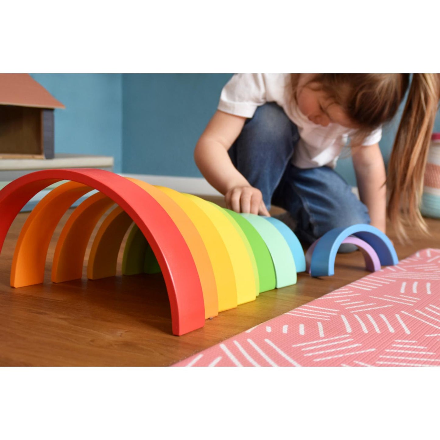 Giant Wooden Rainbow | 12 Pieces & 2 Balls | Wooden Activity Toy