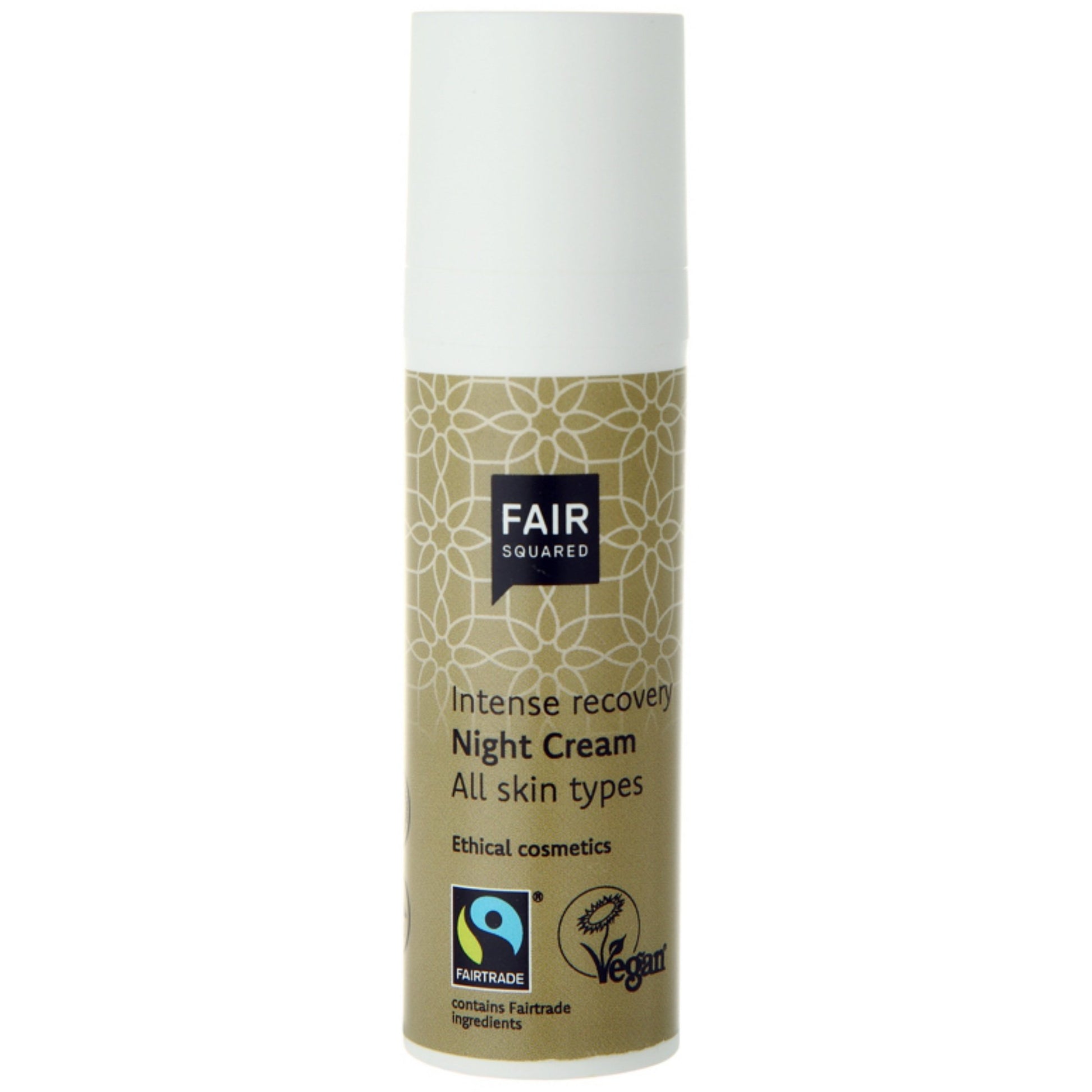 FAIR SQUARED Intense Recovery Night Cream | Fairtrade Vegan Natural Halal | Dispenser | BeoVERDE.ie
