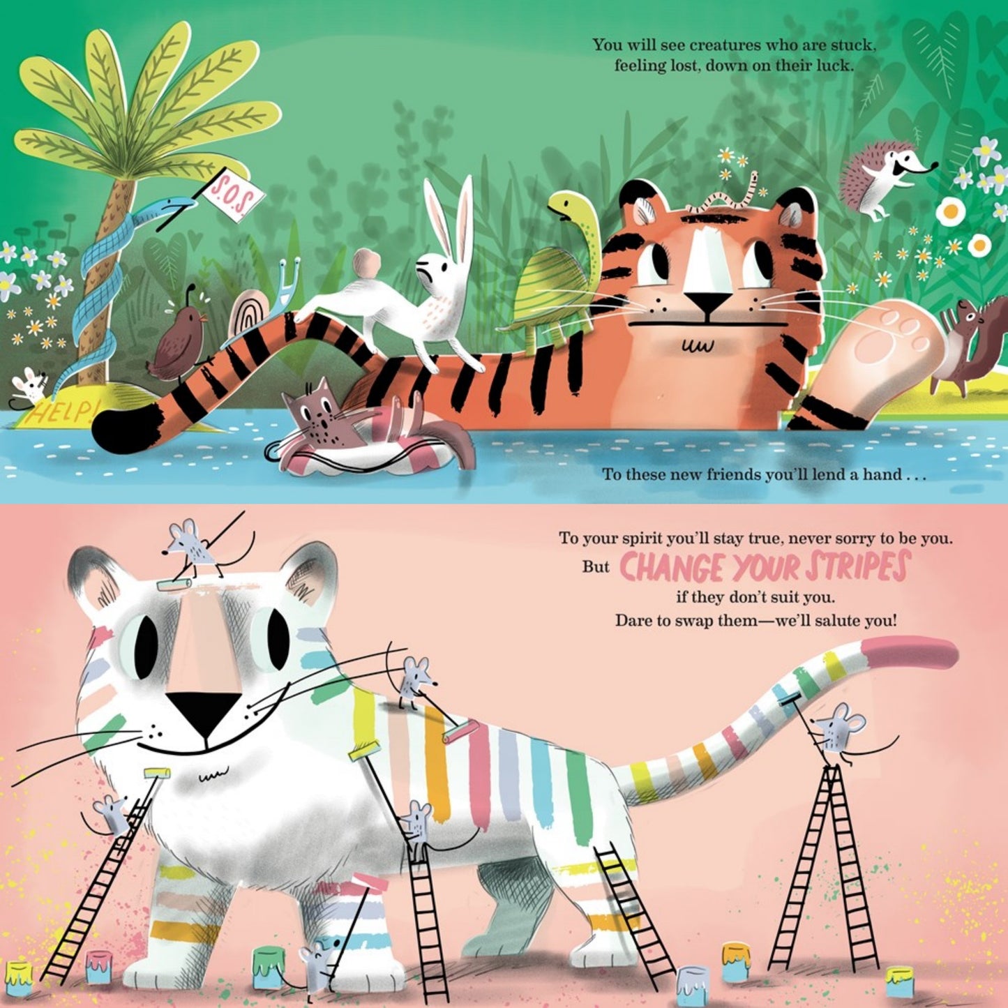Go Get 'Em, Tiger! | Children's Picture Books on Self-Esteem | Abrams Appleseed | Two Sample Pages ‘On the Lake’ | BeoVERDE.ie