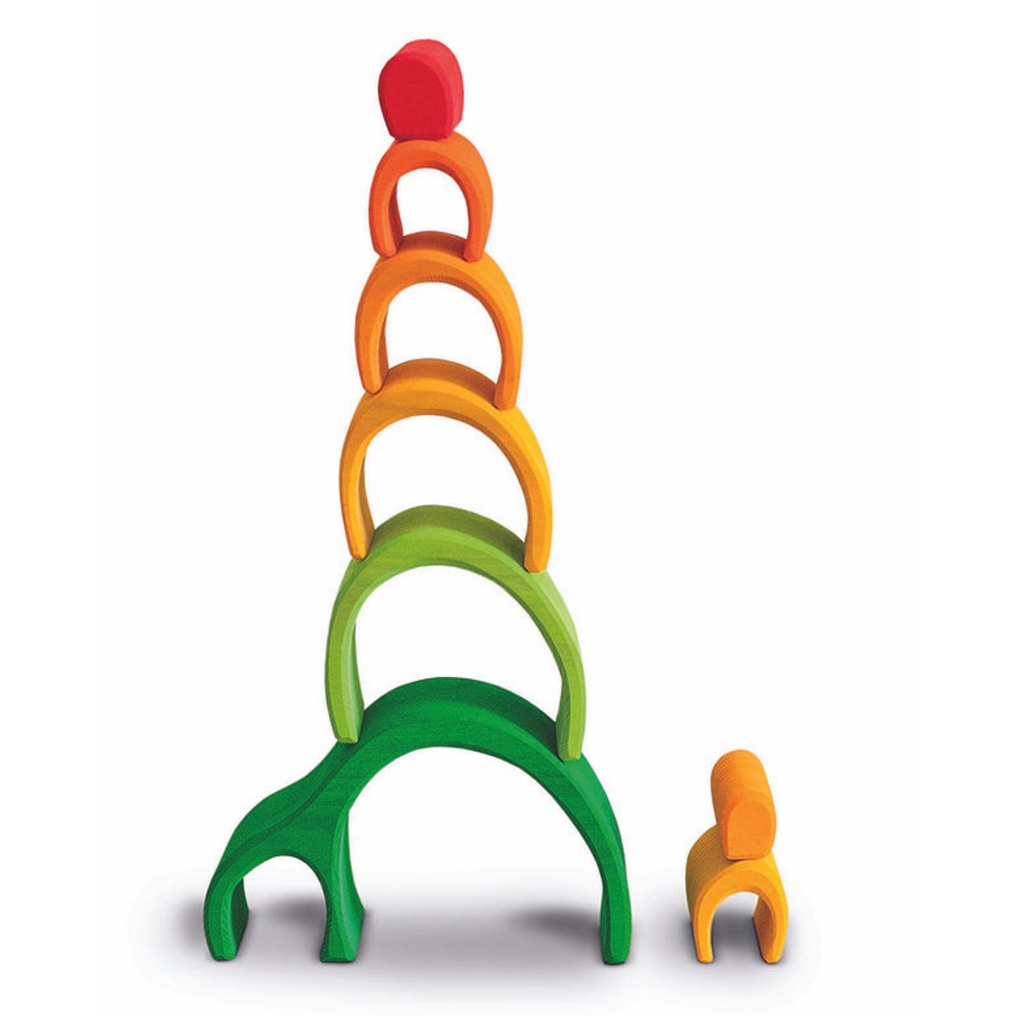 Gluckskafer Green Wooden Arch House Stacker | Imaginative Play Wooden Toys | Waldorf Education and Montessori Education | Lifestyle: Waldorf Toy Stacked | BeoVERDE.ie