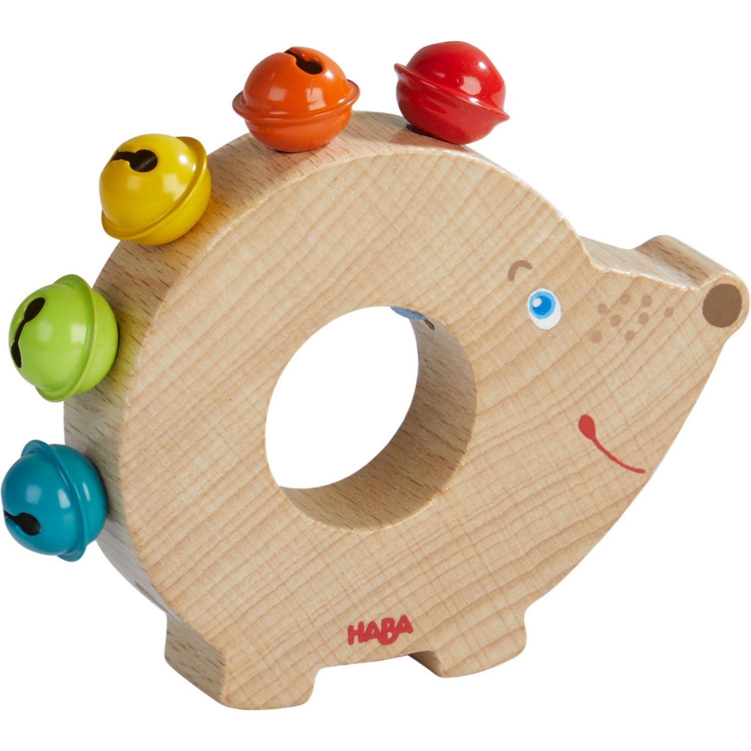 Hedgehog | Jingle Bell Rattle | Baby’s First Wooden Toy | HABA | Top-Side View | BeoVERDE.ie