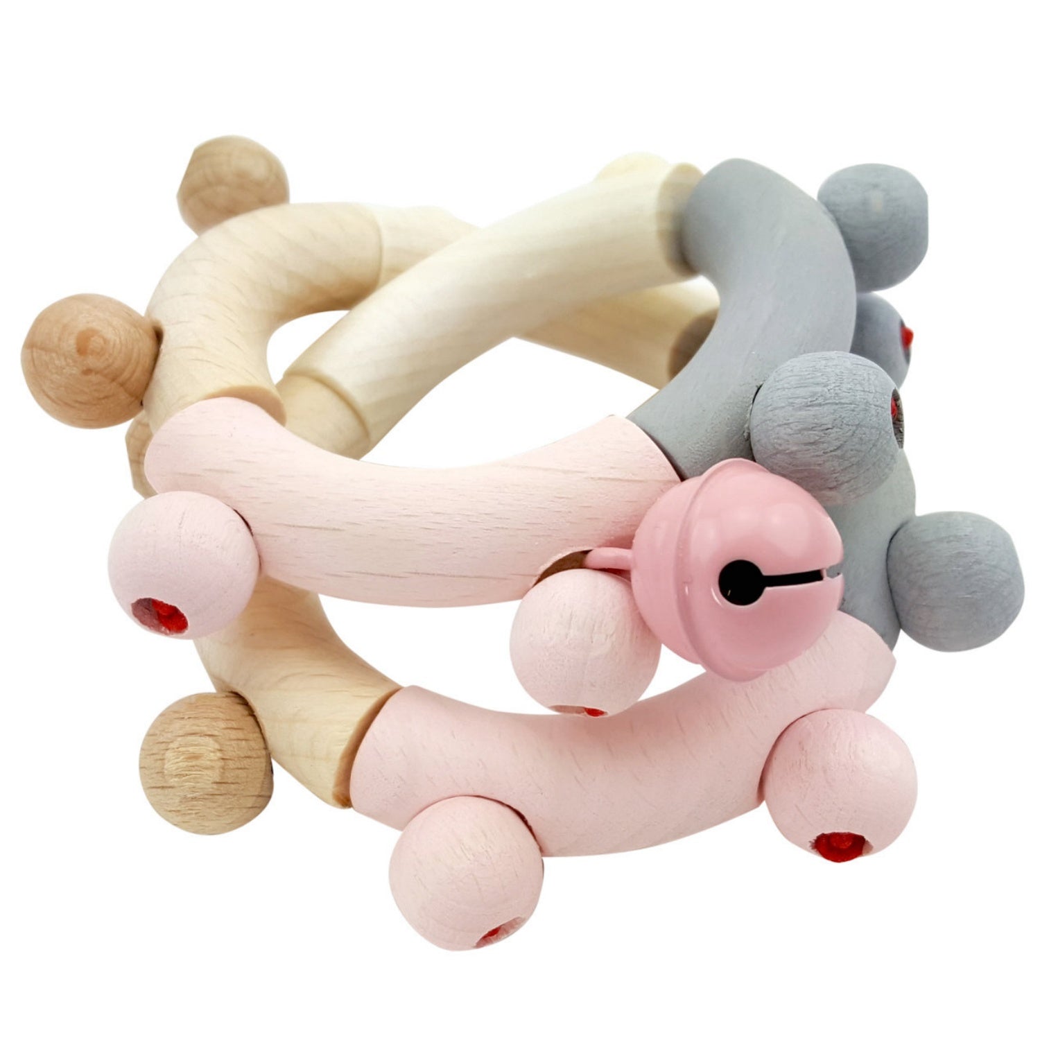 Pink Rosé Eight | Rattle and Clutching Toy | Baby’s First Wooden Toy | Hess | Top | BeoVERDE.ie