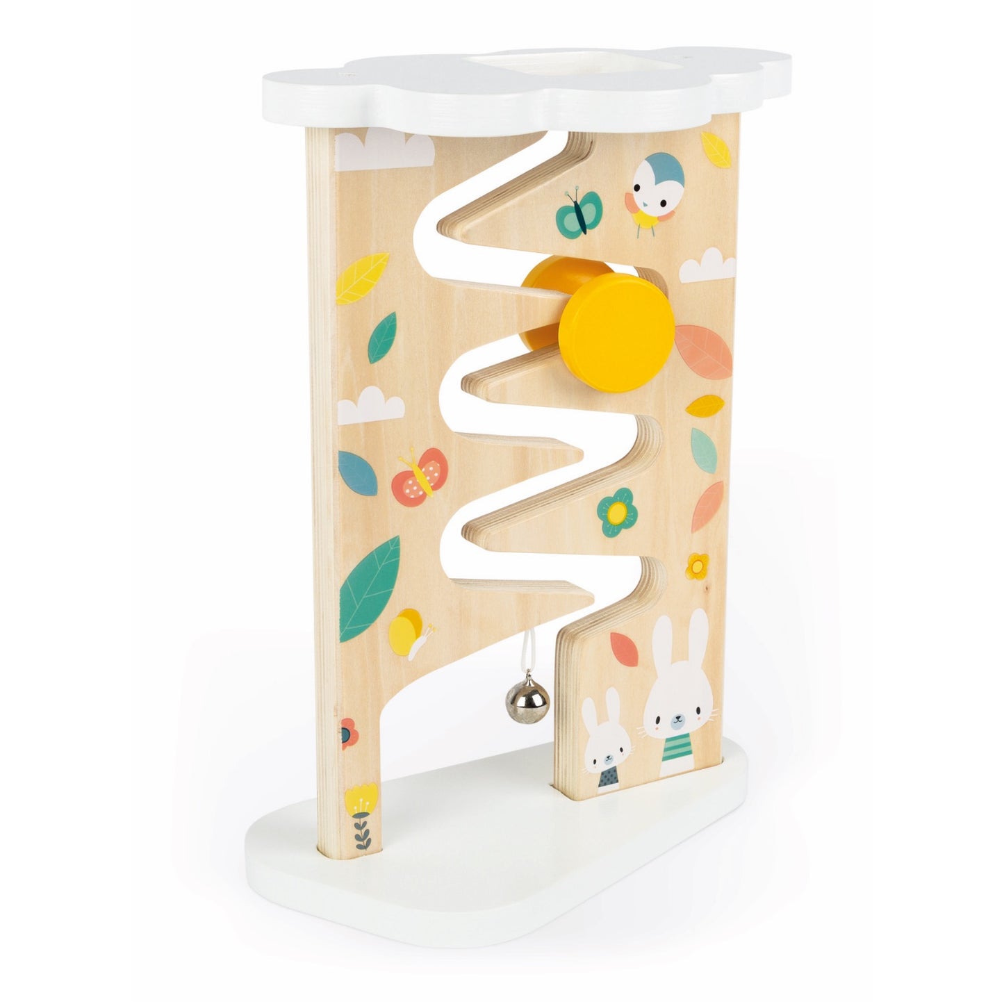 Janod Pure Ball Track | Toddler Activity Toy | Yellow Spool in Motion | BeoVERDE.ie