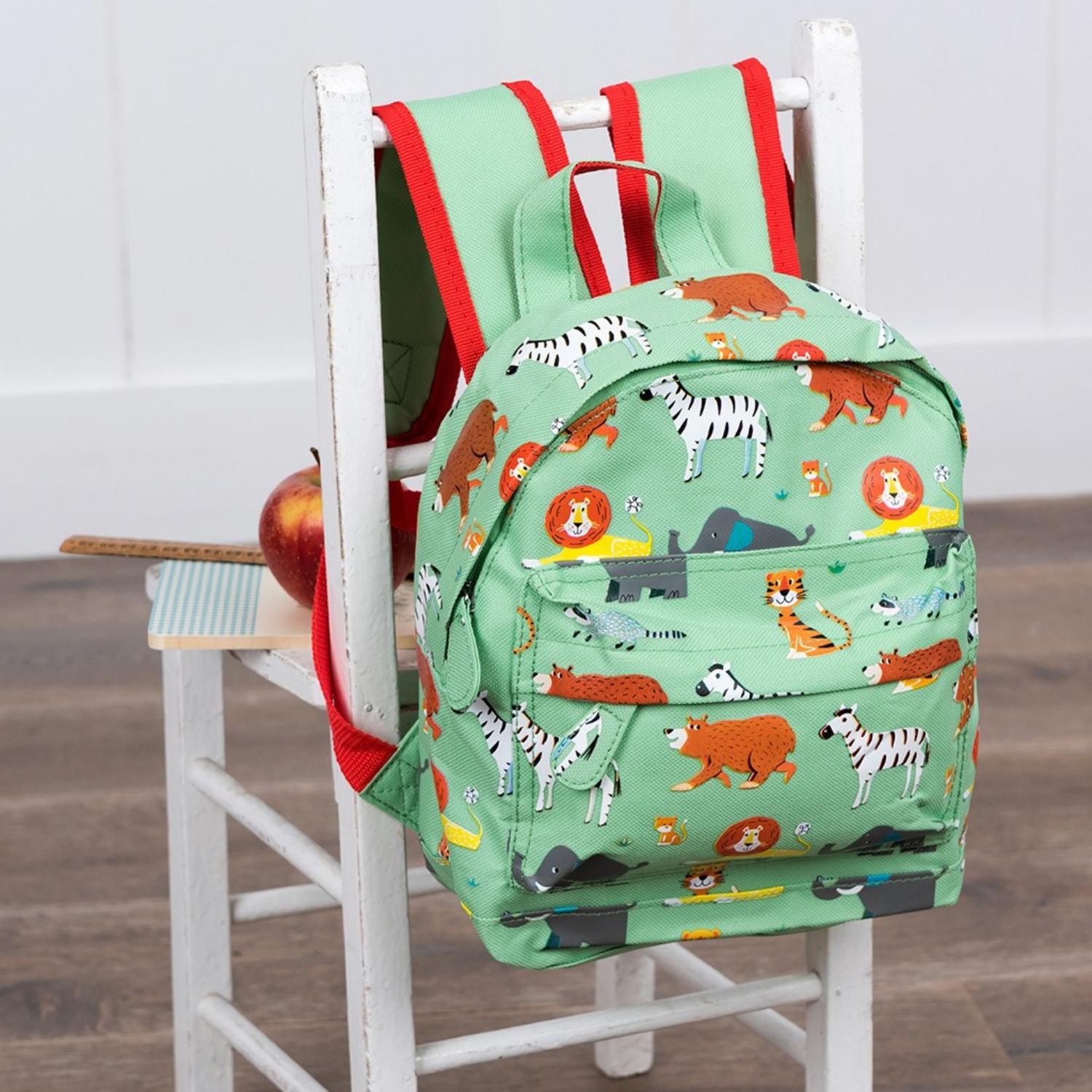 Rex London Animal Park Mini Backpack | Kid’s Backpack for Creche, Nursery & School | Lifestyle: Backpack on Chair | BeoVERDE.ie