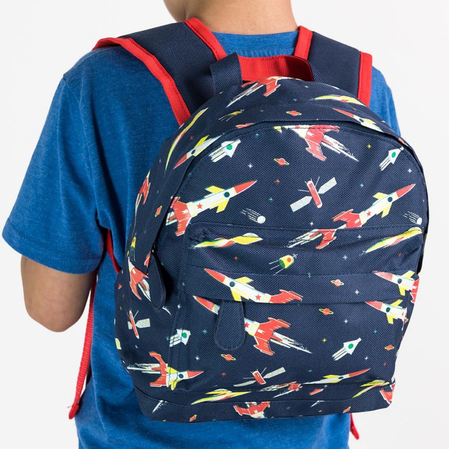 Rex London Space Age Mini Backpack | Kid’s Backpack for Creche, Nursery & School | Lifestyle: Kid wearing backpack | BeoVERDE Ireland