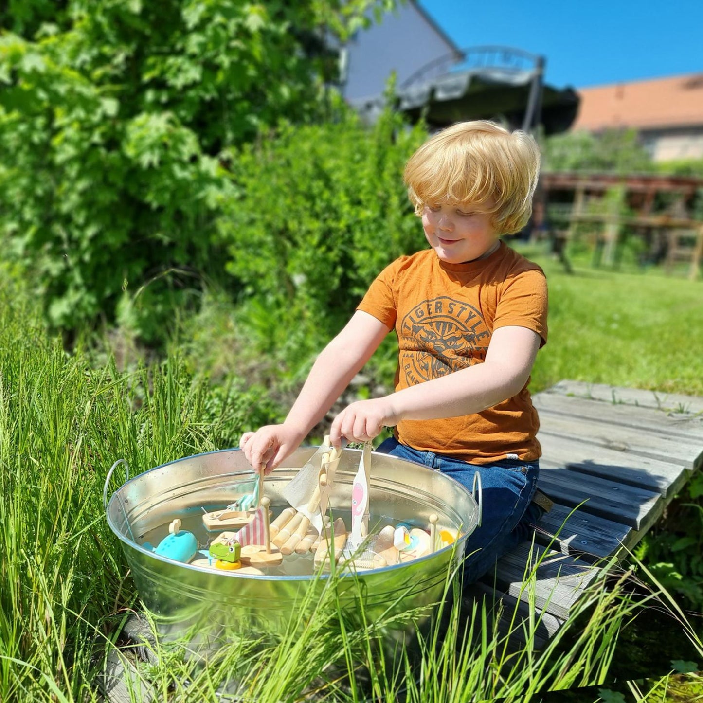 3 Wooden Toy Sailboats | Kids Bath Toy | Outdoor & Gardening