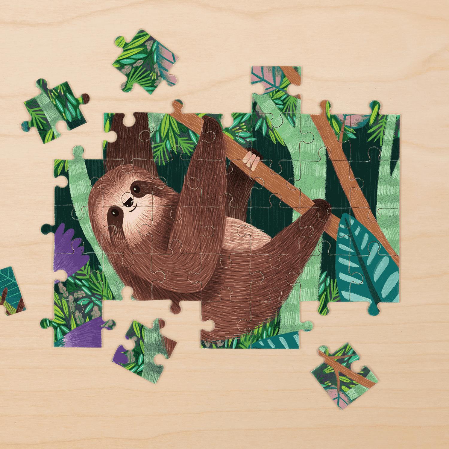 Mudpuppy Three-Toed Sloth Mini Puzzle | Jigsaw Puzzle For Kids | Partially Completed Jigsaw Puzzle | BeoVERDE.ie