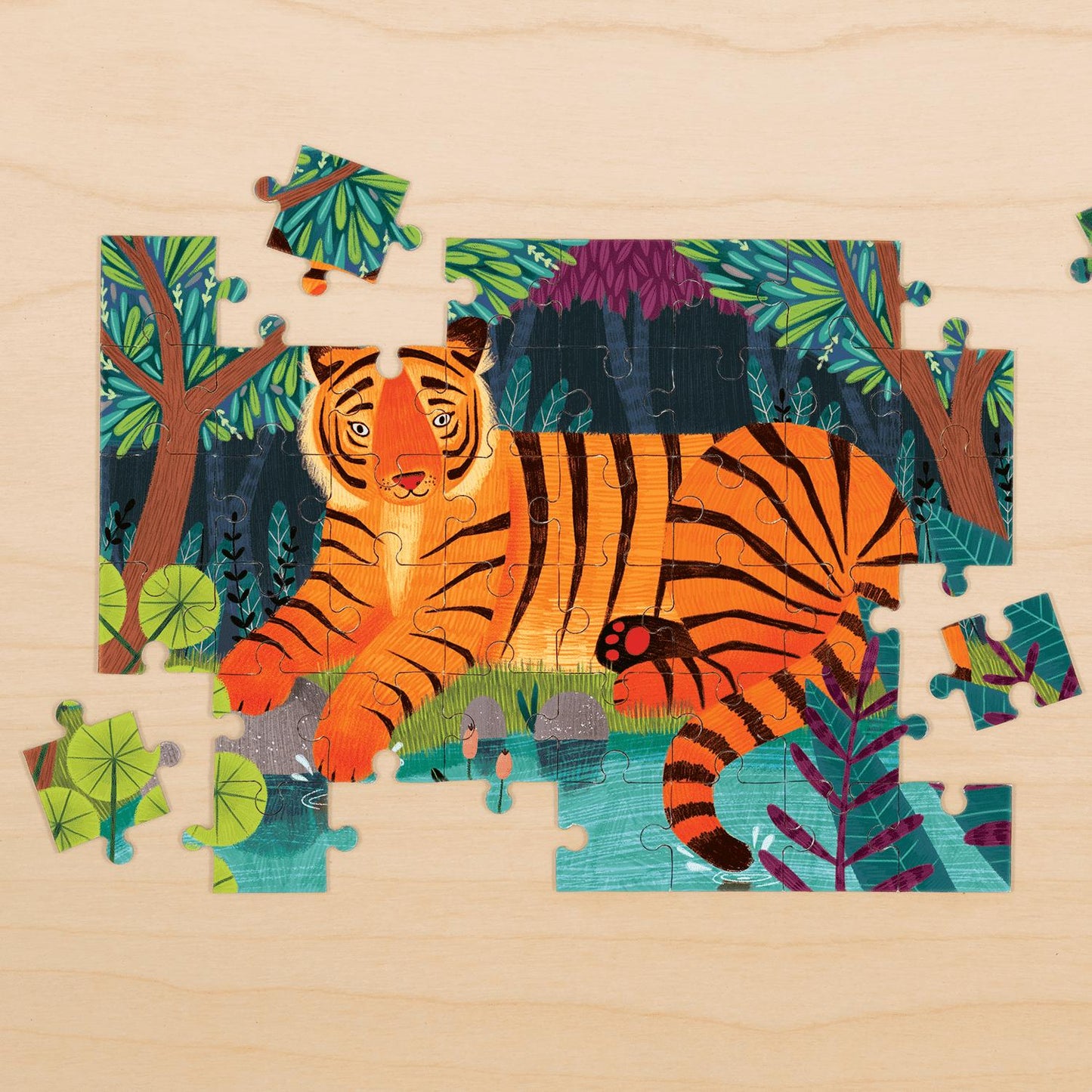 Mudpuppy Bengal Tiger Mini Puzzle | Jigsaw Puzzle For Kids | Partially Completed Jigsaw Puzzle | BeoVERDE.ie