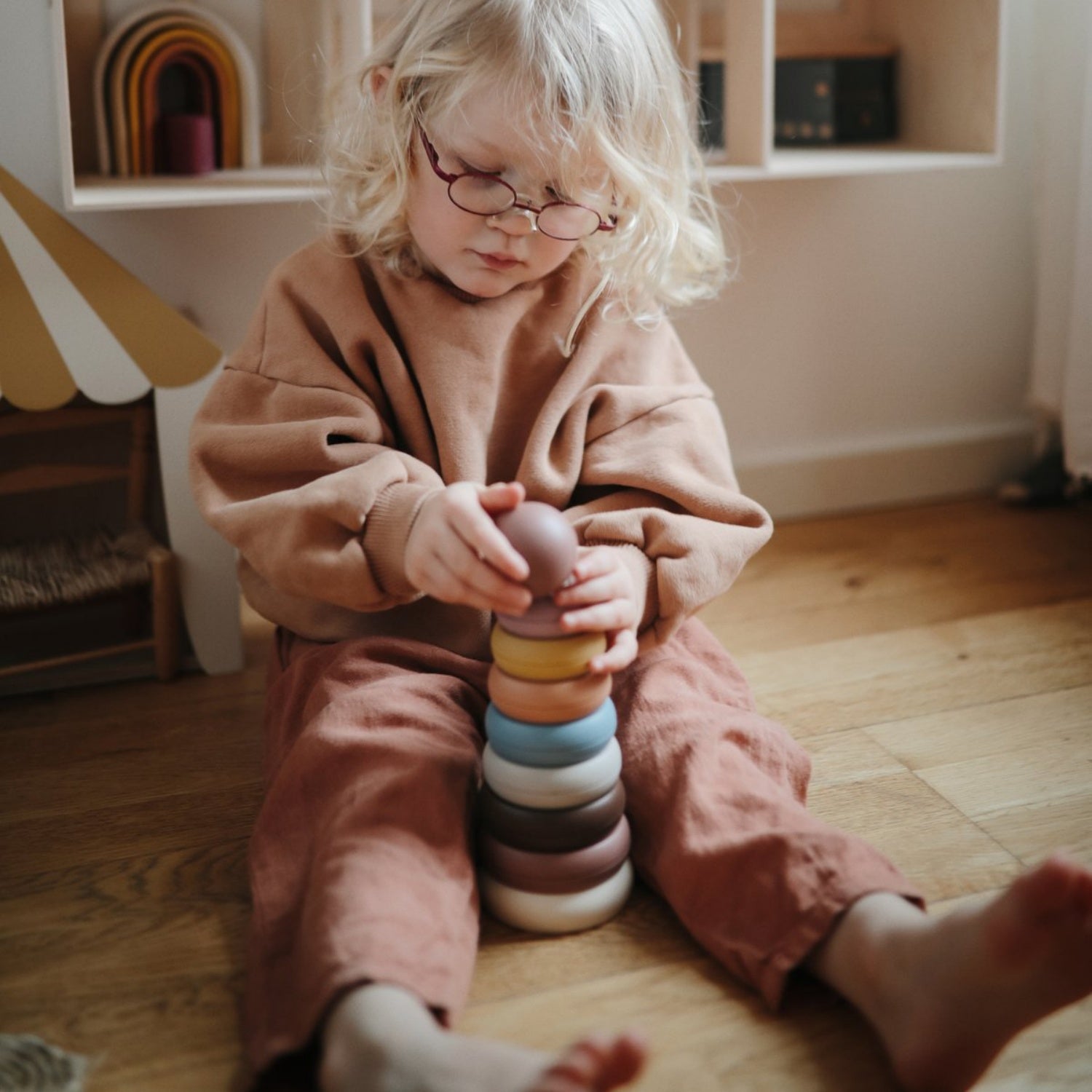 Mushie Original Stacking Rings | Toddler Sorting & Stacking Toy | Baby Activity Toy | BeoVERDE Ireland