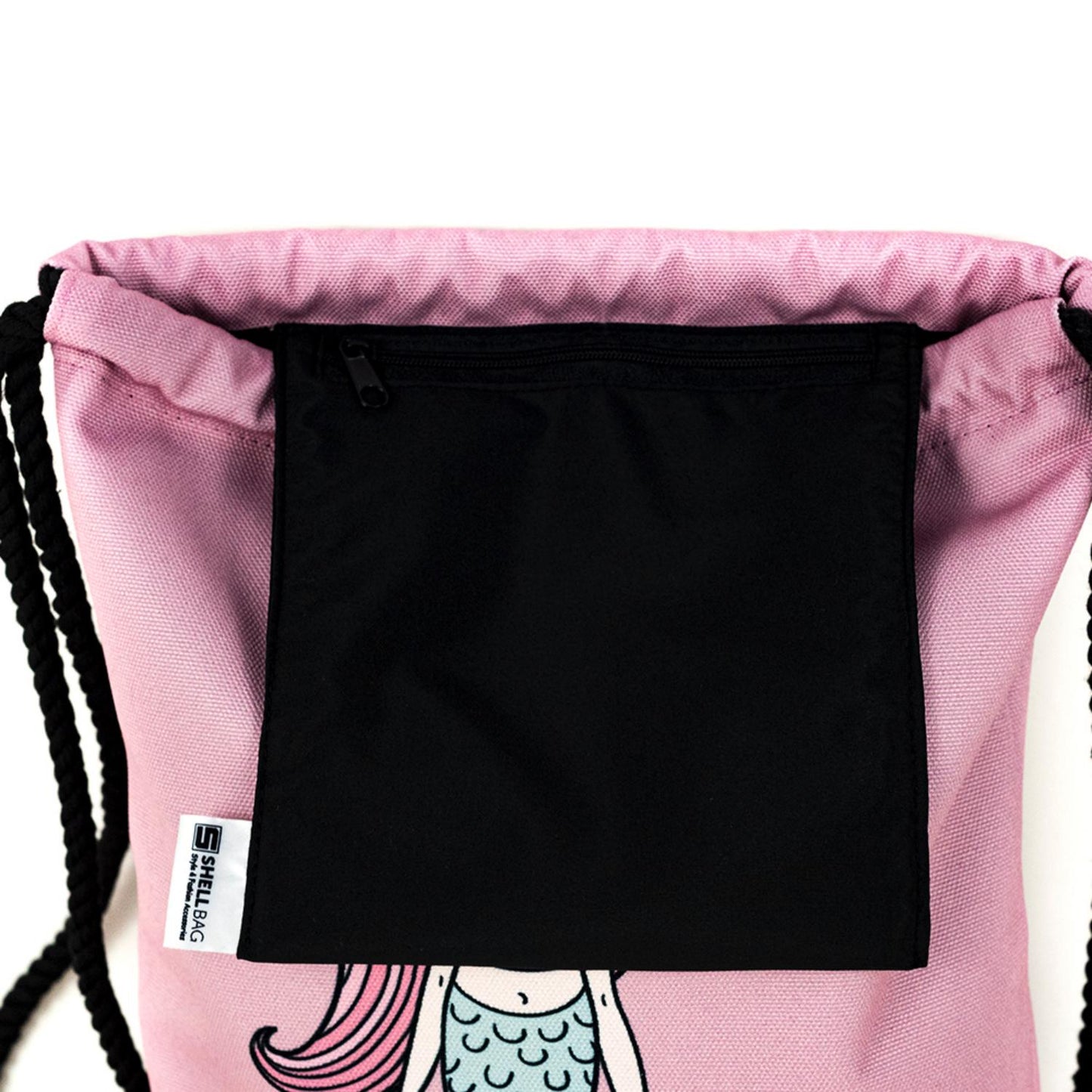 Shellbag Little Mermaid Drawstring Bag | Kid’s Backpack for Creche, Nursery & School | Top View with Inner Pocket | BeoVERDE.ie