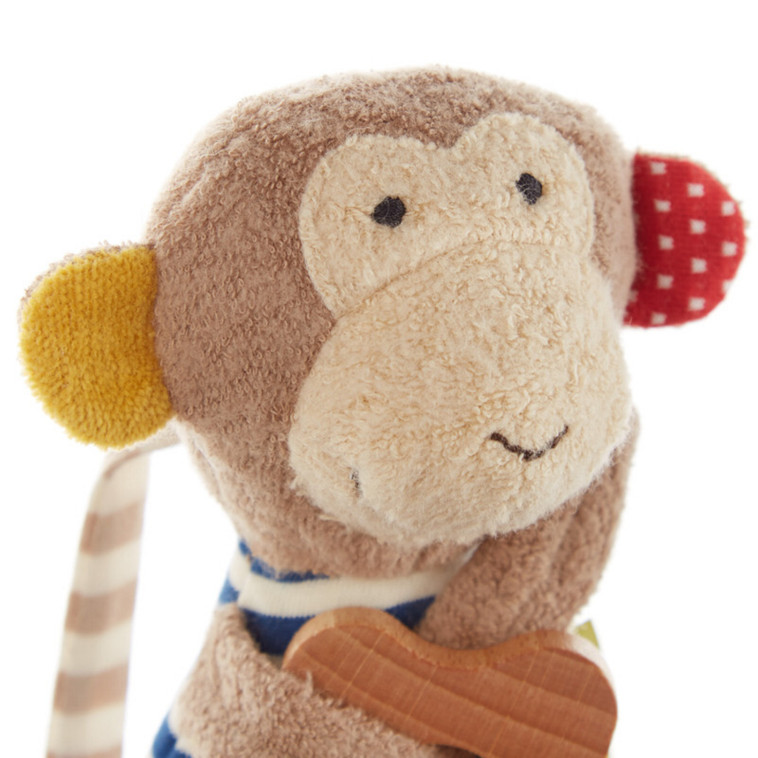 Sigikid Organic Monkey Rattle and Teether | Closeup Head | BeoVERDE.ie
