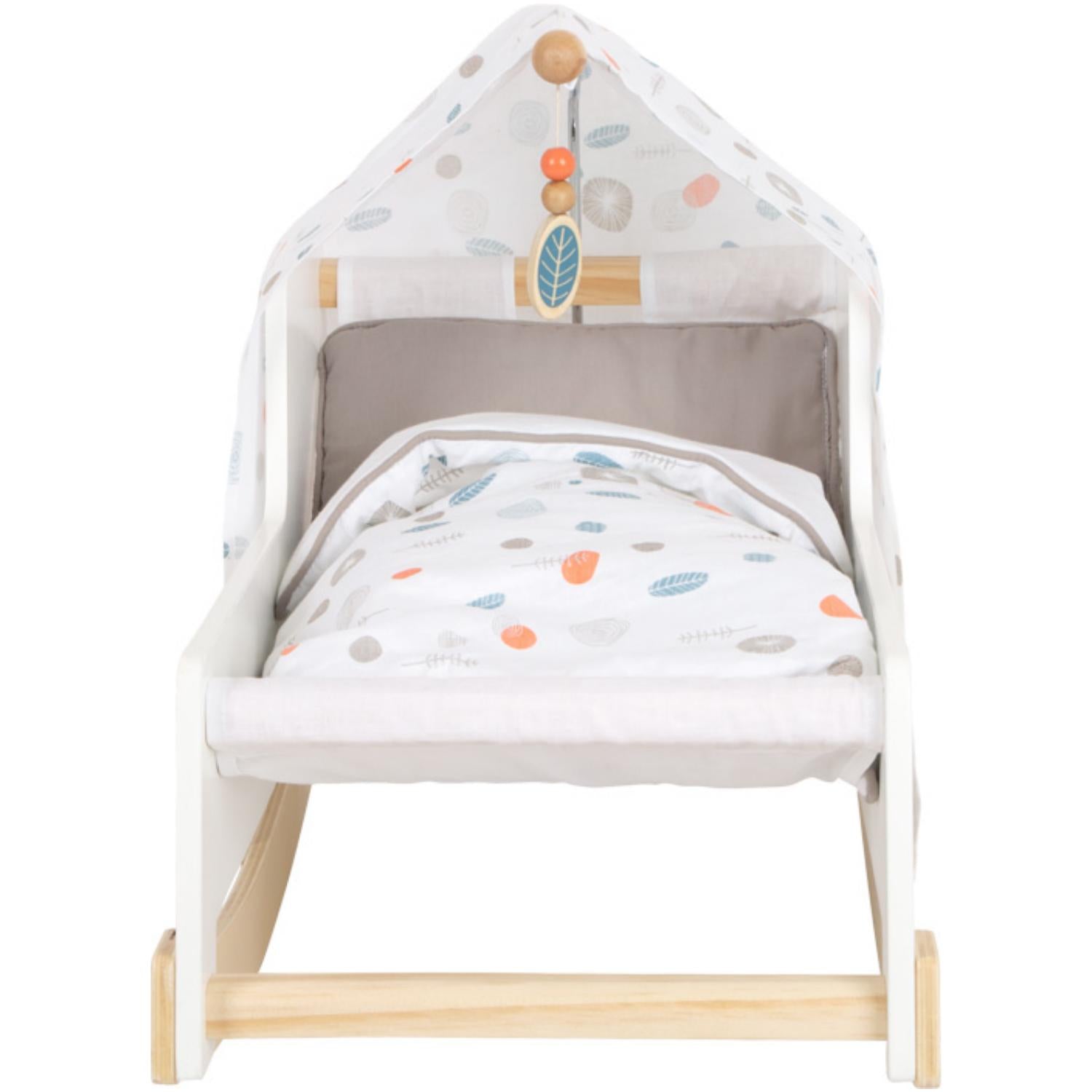 Small Foot Rocking Doll Cot | Wooden Pretend Play Toy for Kids | Front View | BeoVERDE.ie