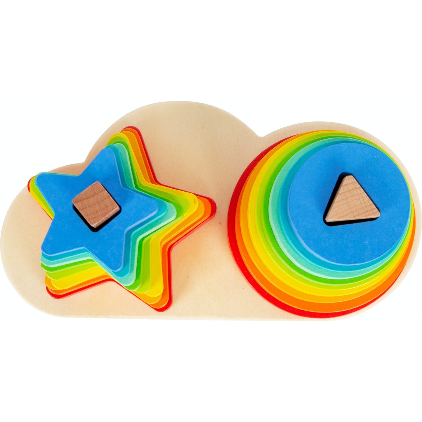 Small Foot Wooden Rainbow Shape Fitting Sorter & Stacker | Baby & Toddler Activity Toy | Top View | BeoVERDE.ie