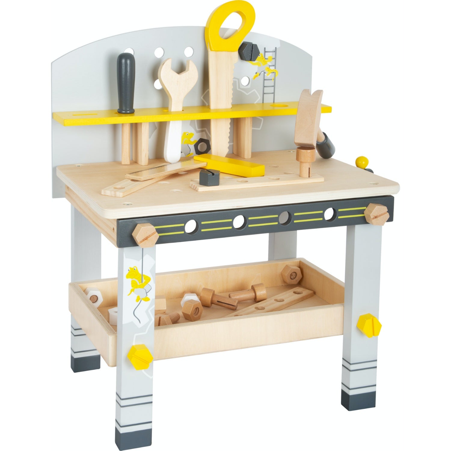 Small Foot Kid’s Tool Bench Set | Wooden Pretend Play Tools & Toy Workbench | Front View | BeoVERDE.ie