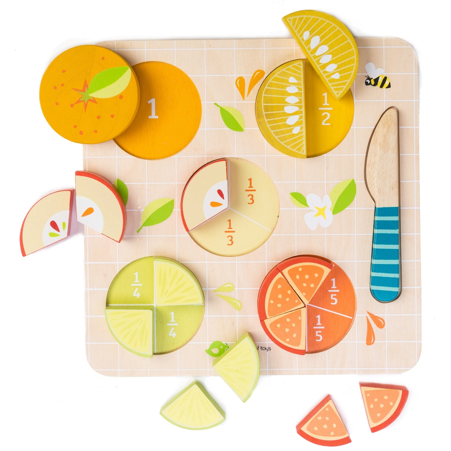 Citrus Fractions | Hand-Crafted Wooden Educational Toy | Fractions Moved | Tender Leaf Toys| BeoVERDE.ie