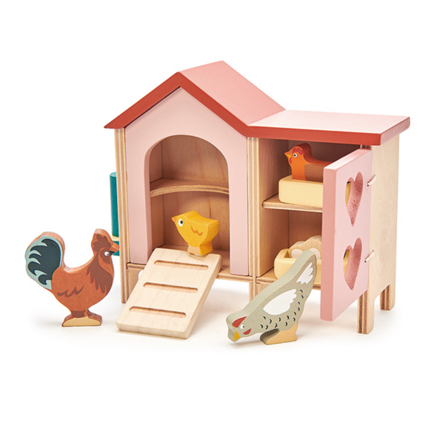 TenderLeaf Chicken Coop Front-Left View | Hand-Crafted Wooden Animal Toys | BeoVERDE.ie