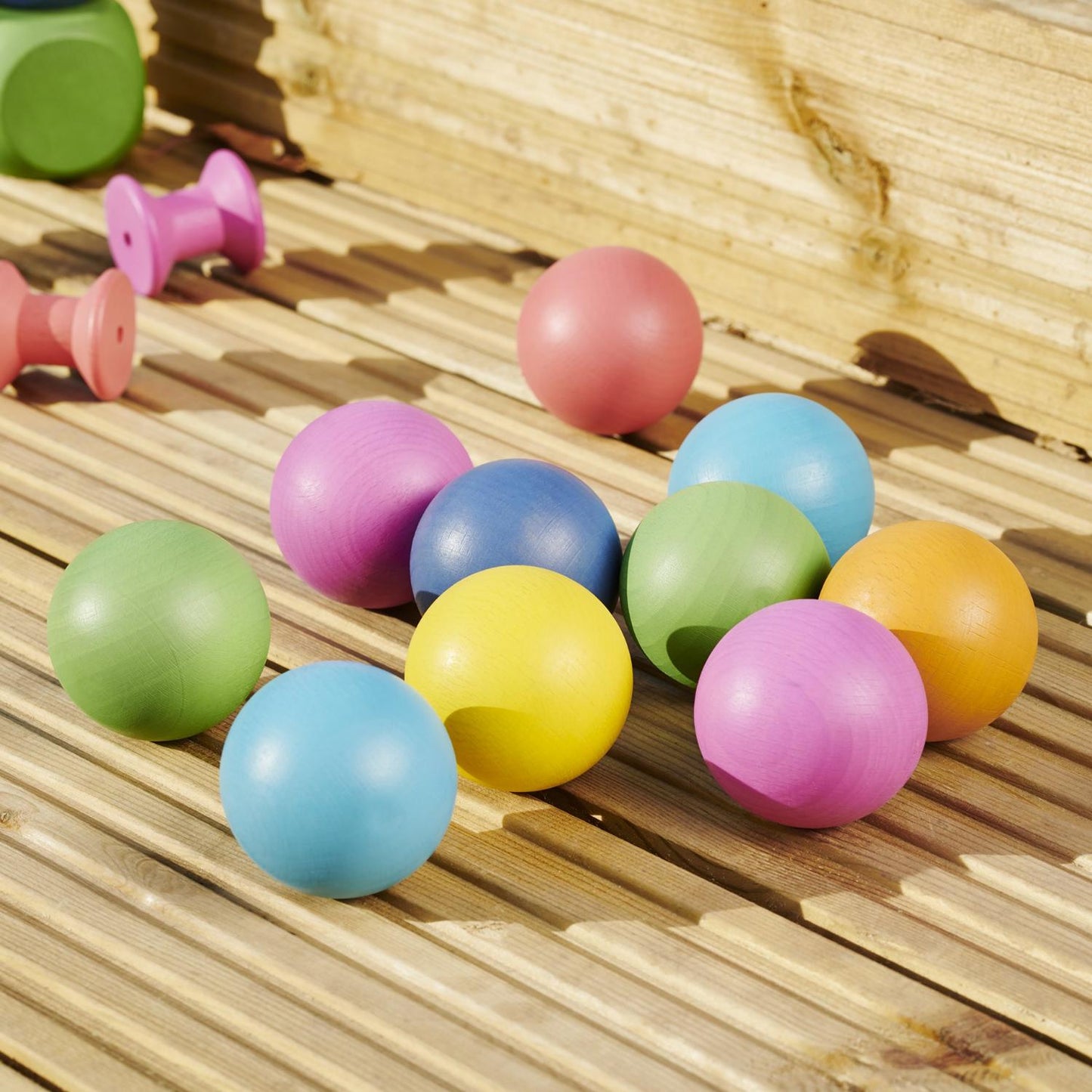 Rainbow Wooden Balls | Wooden Loose Parts | Open-Ended Toys