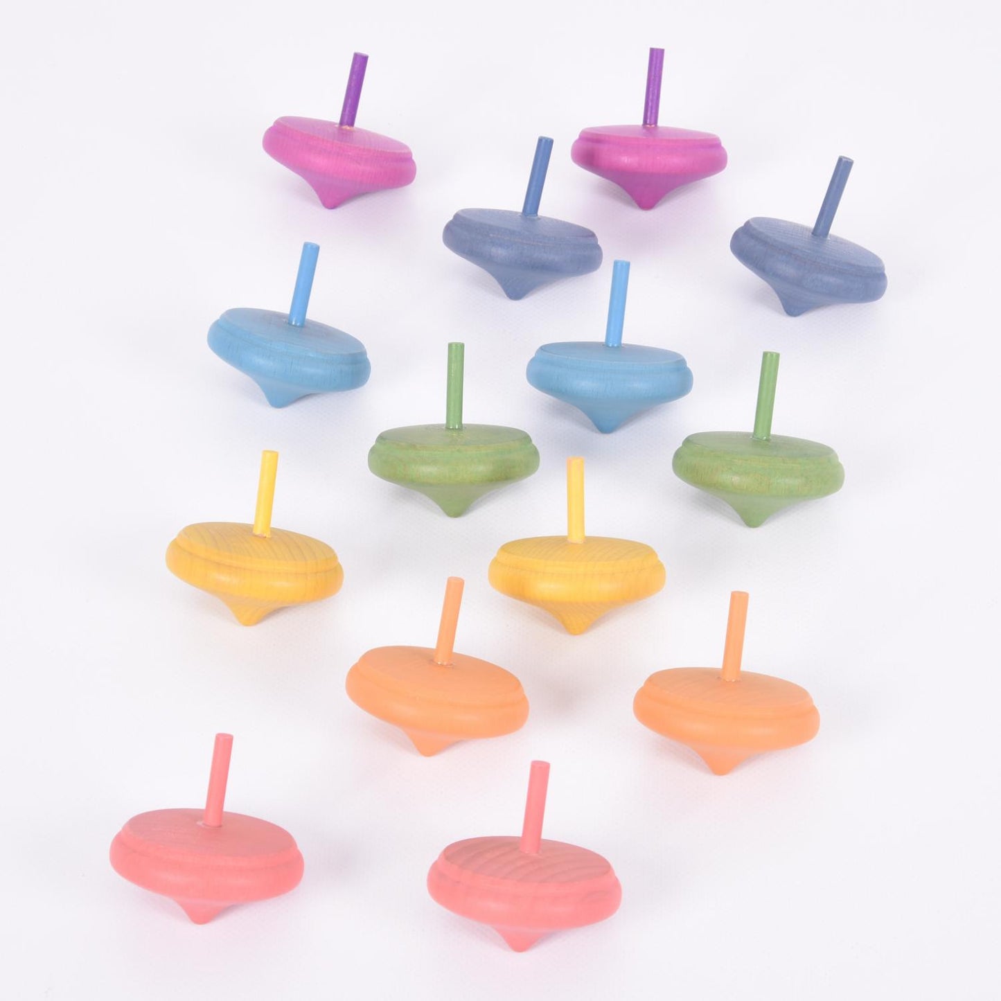 Rainbow Wooden Spinning Tops | Wooden Loose Parts | Open-Ended Toys