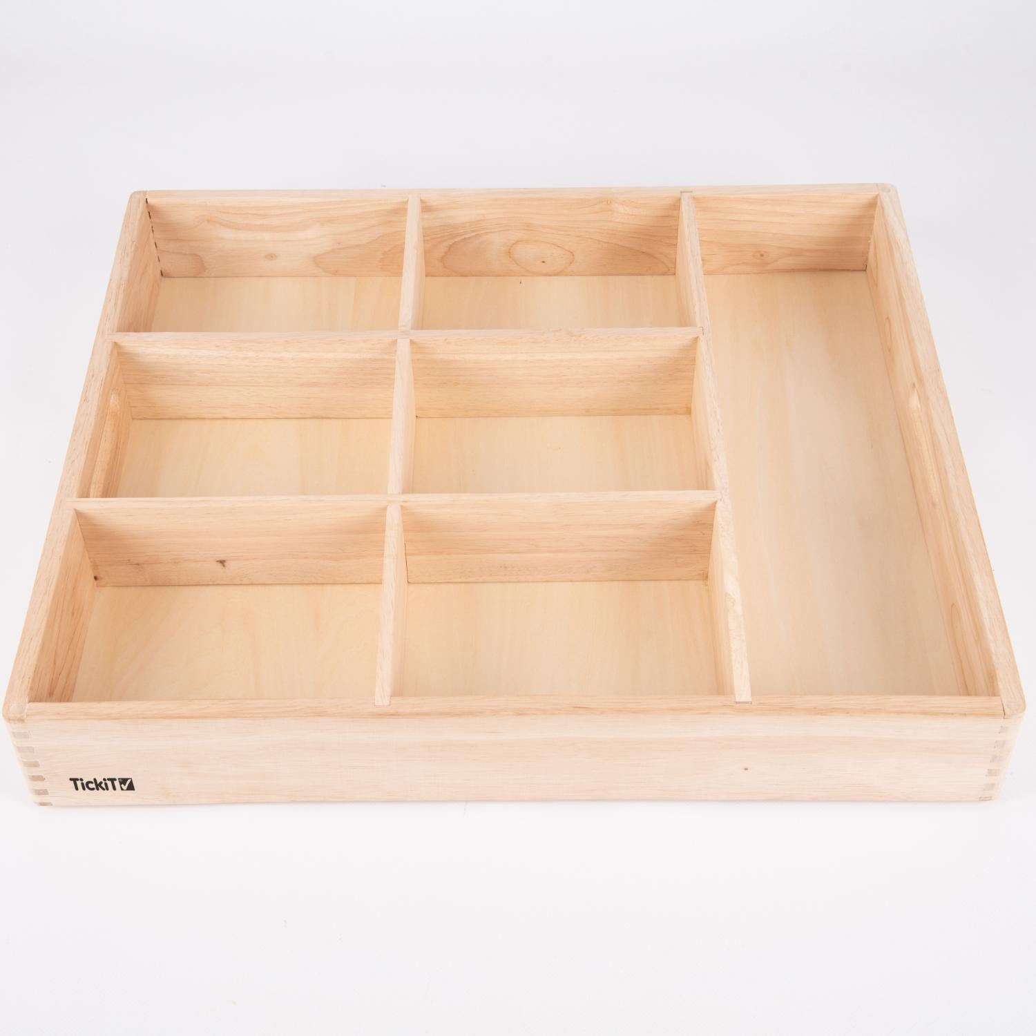 TickiT Wooden Sorting Tray with 7 Storage Compartments | Open-Ended Toys | Front View | BeoVERDE.ie