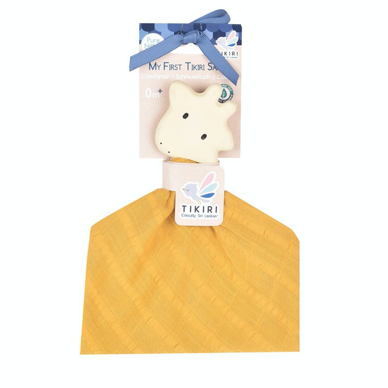 TIKIRI Organic Cotton Comforter & Natural Rubber Teether ‘Giraffe’ | Front & Packaging | BeoVERDE.ie
