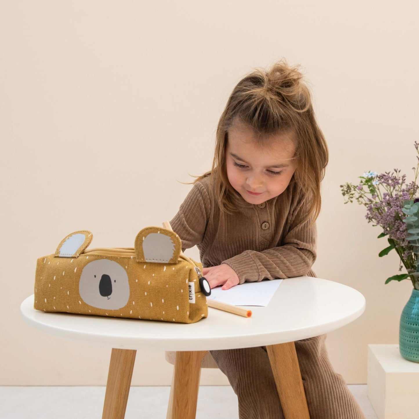 Trixie Mr Koala Pencil Case | Kid’s Pencil Case for Creche, Nursery & School | Lifestyle – Girl Drawing | BeoVERDE.ie