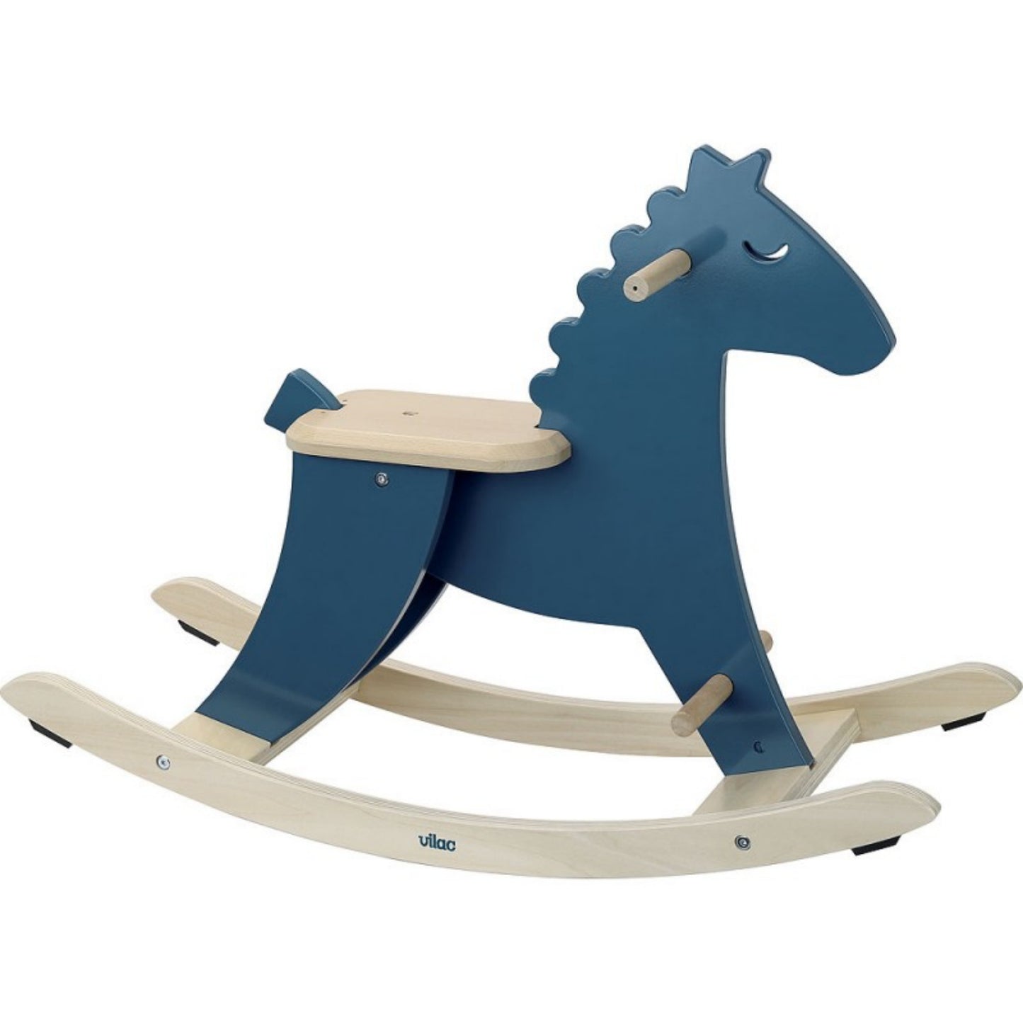 Vilac Wooden Rocking Horse with Protective Arch | Blue | Rocking Horse without Protective Arch - Side View | BeoVERDE Ireland