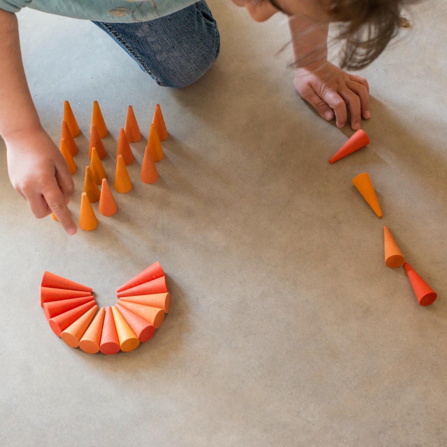 Mandala Orange Cones | 36 Pieces | Wooden Toys for Kids | Open-Ended Play