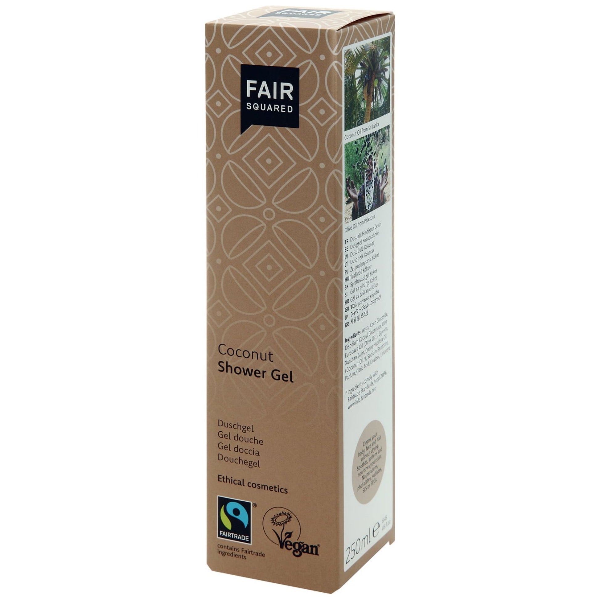 FAIR SQUARED Coconut Shower Gel | Fairtrade Vegan Natural Halal | Box | BeoVERDE.ie