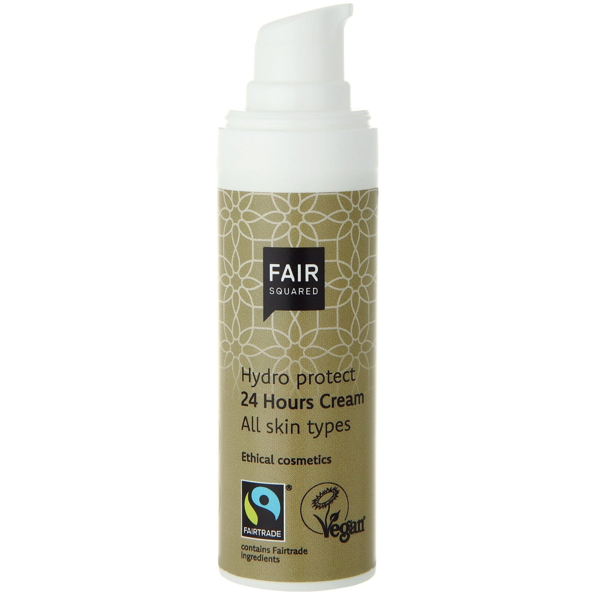 FAIR SQUARED Hydro Protect 24 Hours Cream | Fairtrade Vegan Natural Halal | Dispenser Open | BeoVERDE.ie