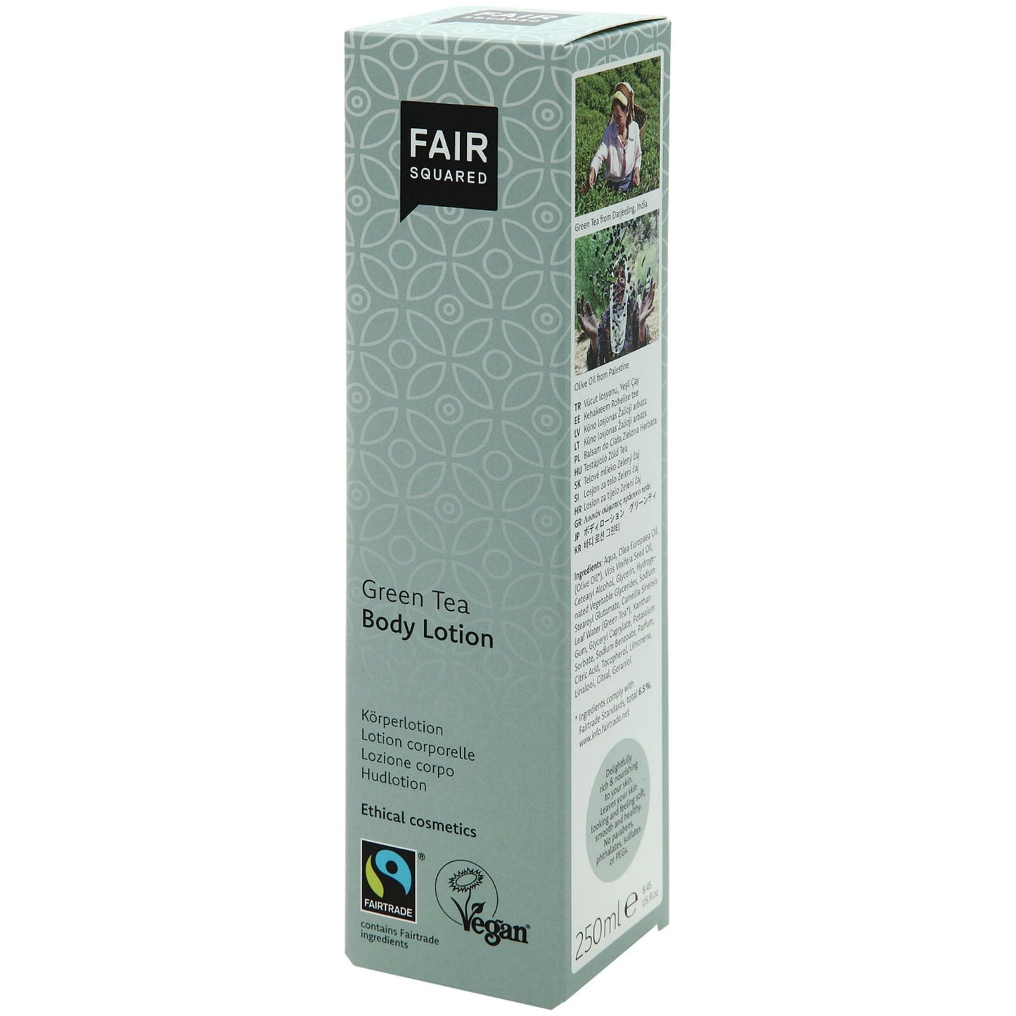 FAIR SQUARED Green Tea Body Lotion | Fairtrade Vegan Natural Halal | Box | BeoVERDE.ie