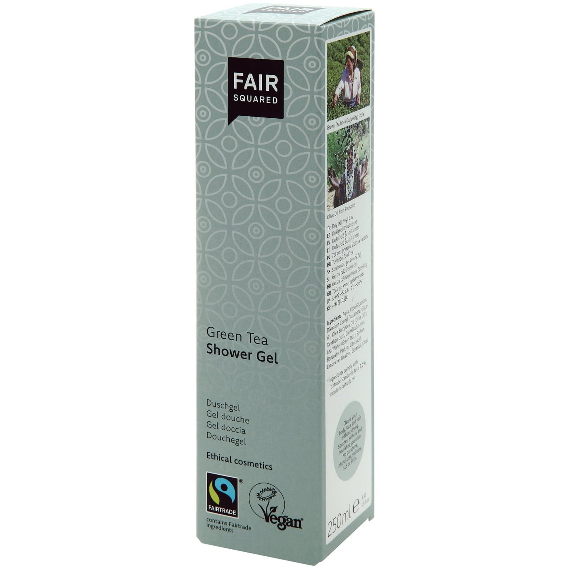 FAIR SQUARED Green Tea Shower Gel | Fairtrade Vegan Natural Halal | Box | BeoVERDE.ie