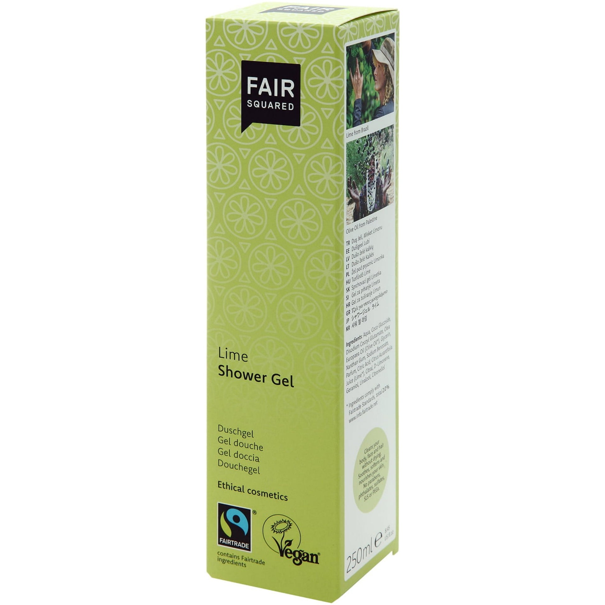 FAIR SQUARED Lime Shower Gel | Fairtrade Vegan Natural Halal | Box | BeoVERDE.ie
