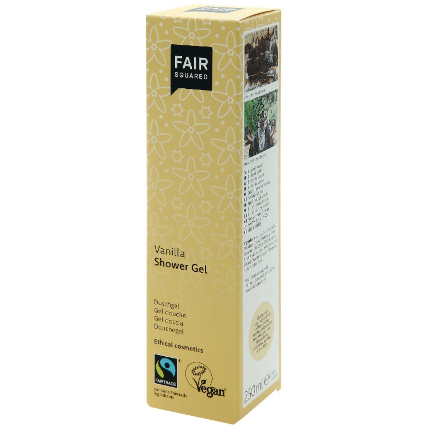 FAIR SQUARED Vanilla Shower Gel | Fairtrade Vegan Natural Halal | Box | BeoVERDE.ie