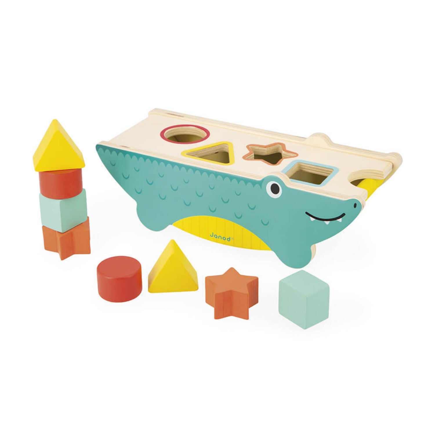 Janod Shape Sorting Crocodile | Toddler Activity Toy | BeoVERDE Ireland