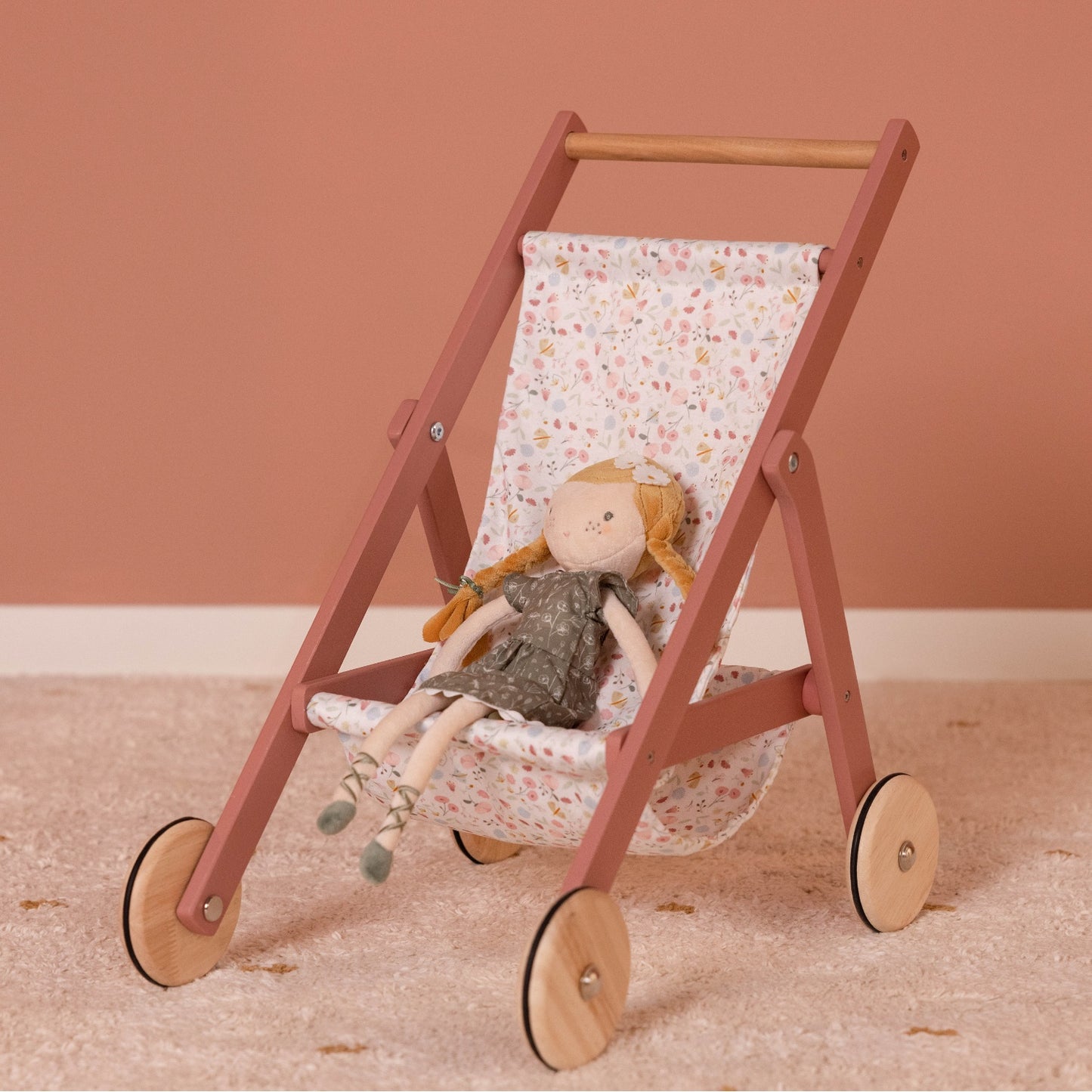 Little Dutch Doll Stroller | Wooden Pretend Play Toy for Kids | BeoVERDE Ireland