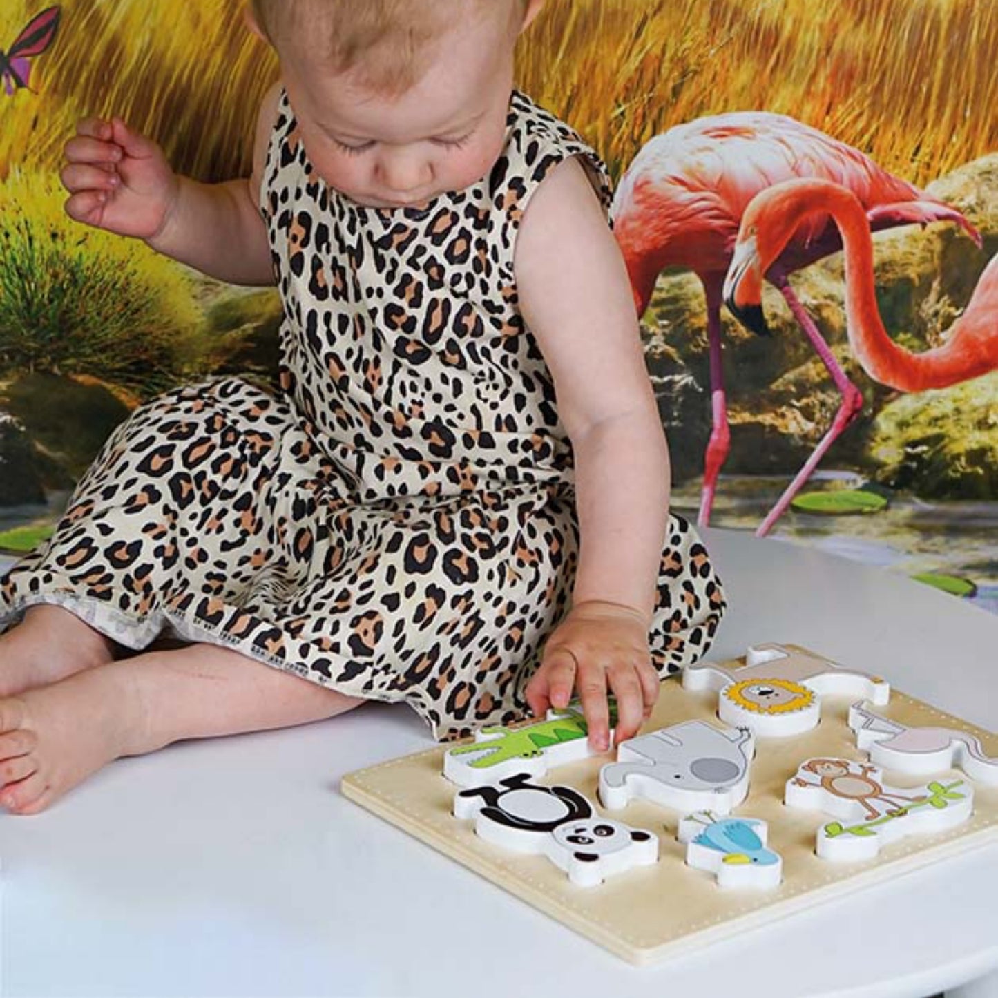 JaBaDaBaDo Safari Puzzle With 7 Different Animals | Wooden Toddler Activity Toy | Girl Focused Playing | BeoVERDE.ie