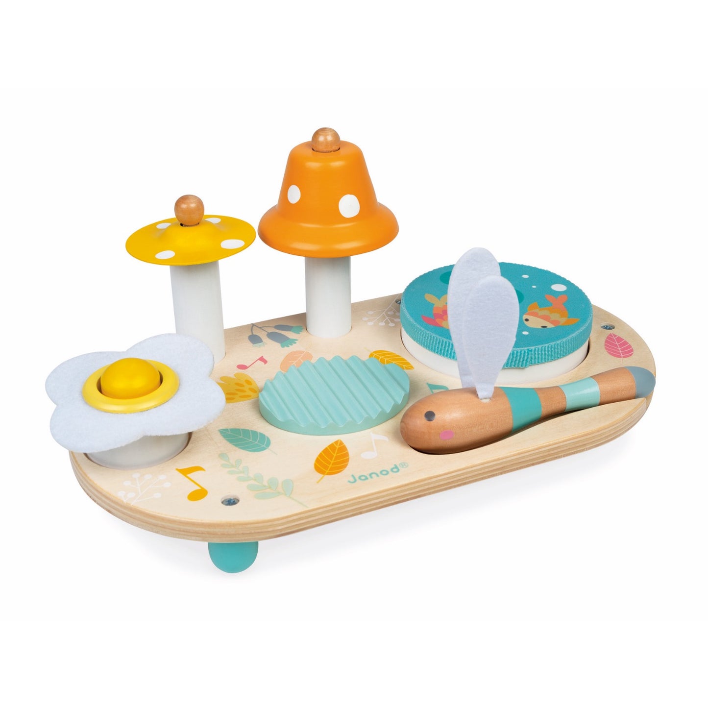 Janod Pure Musical Table | Wooden Toddler Activity Toy | Front Side View | BeoVERDE.ie